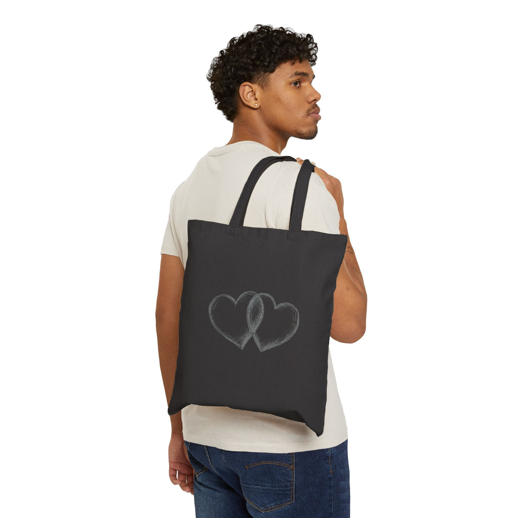 Canvas Tote Bag — Intertwined Hearts Ribbon Design (Awareness & Love)