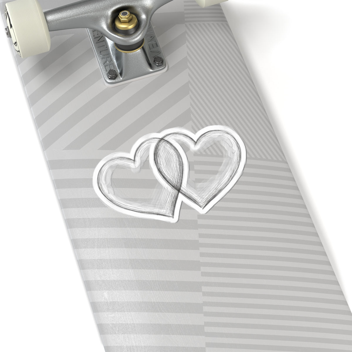 Overlapping Hearts Kiss-Cut Sticker — Minimal Hand-Drawn Double Heart Decal