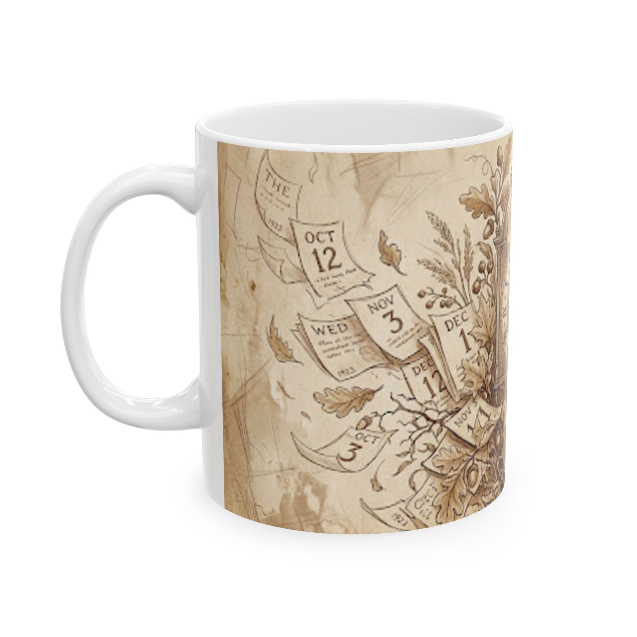 Vintage Clockwork Ceramic Mug — Sepia Steampunk Timepiece Design (11oz, 15oz)
