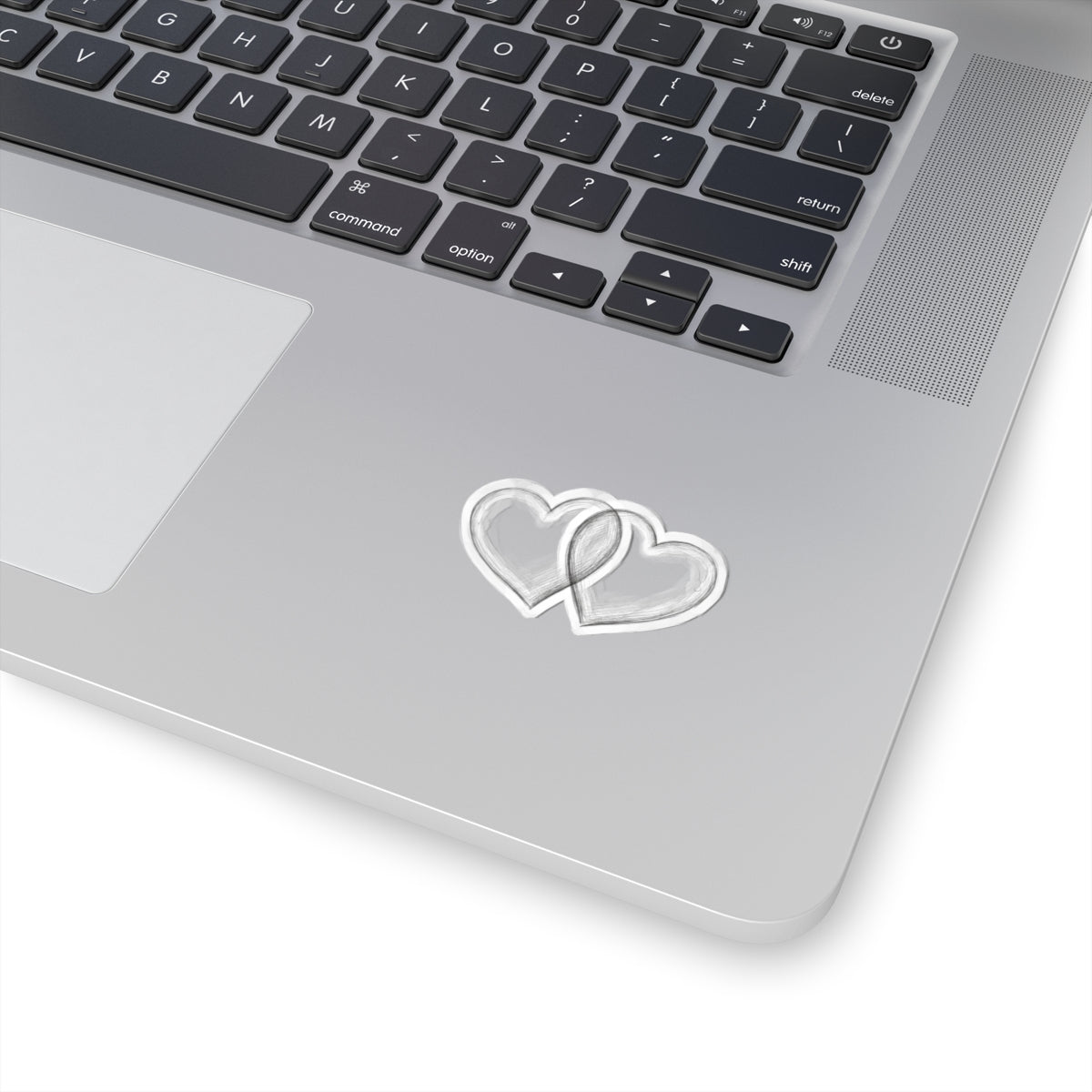 Overlapping Hearts Kiss-Cut Sticker — Minimal Hand-Drawn Double Heart Decal