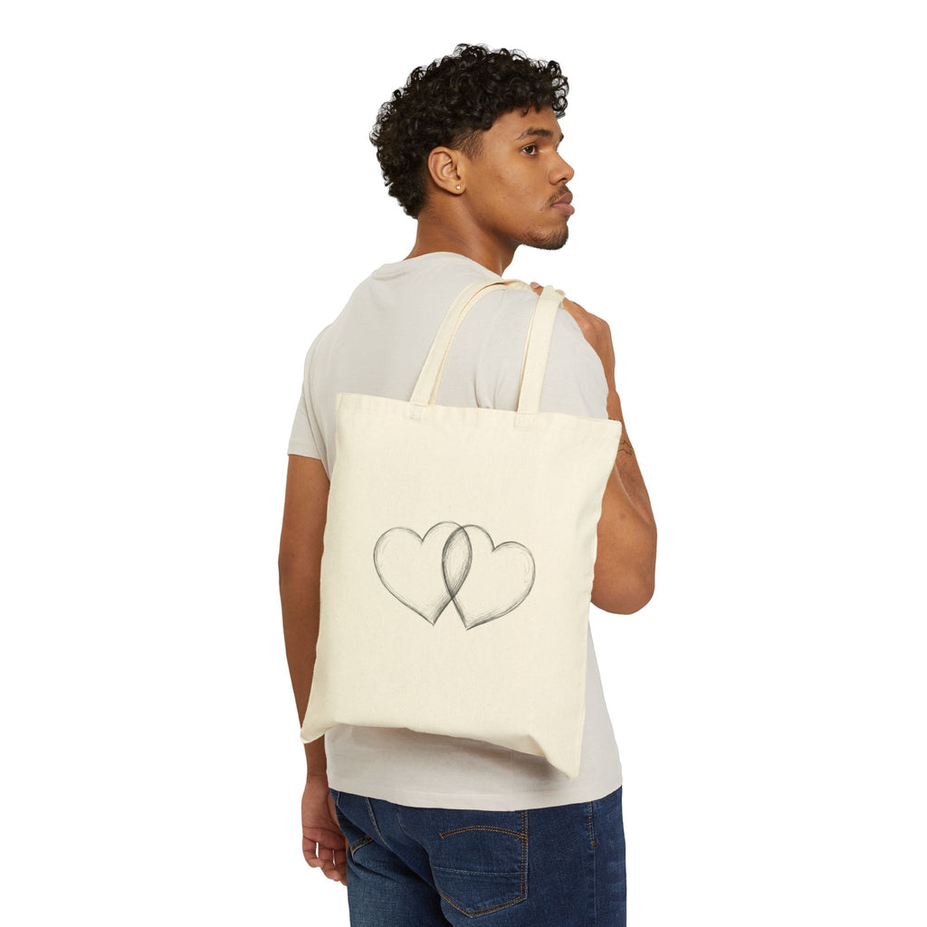Canvas Tote Bag — Intertwined Hearts Ribbon Design (Awareness & Love)