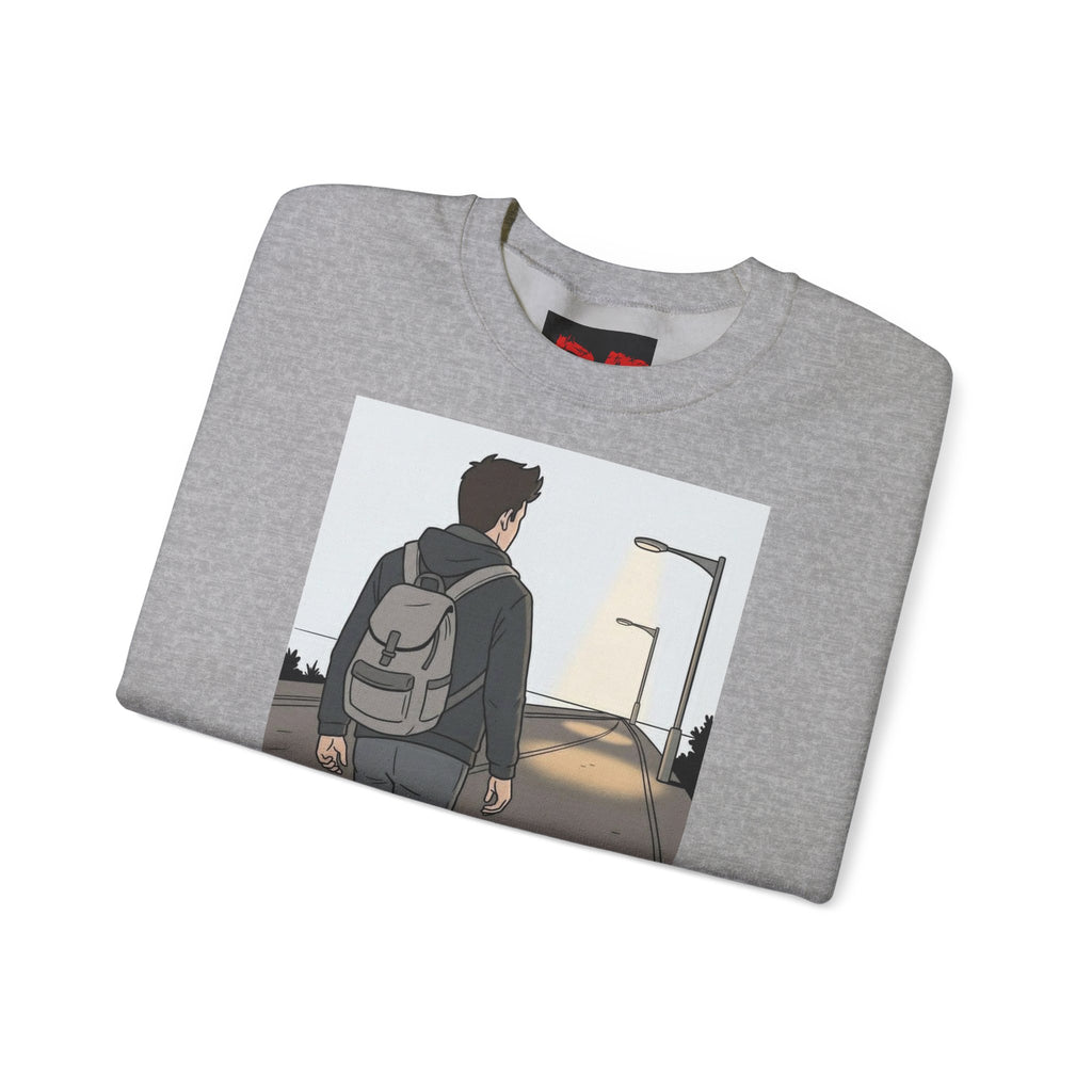 Time For Me Crewneck Sweatshirt — Reflective Teen Backpacker Graphic