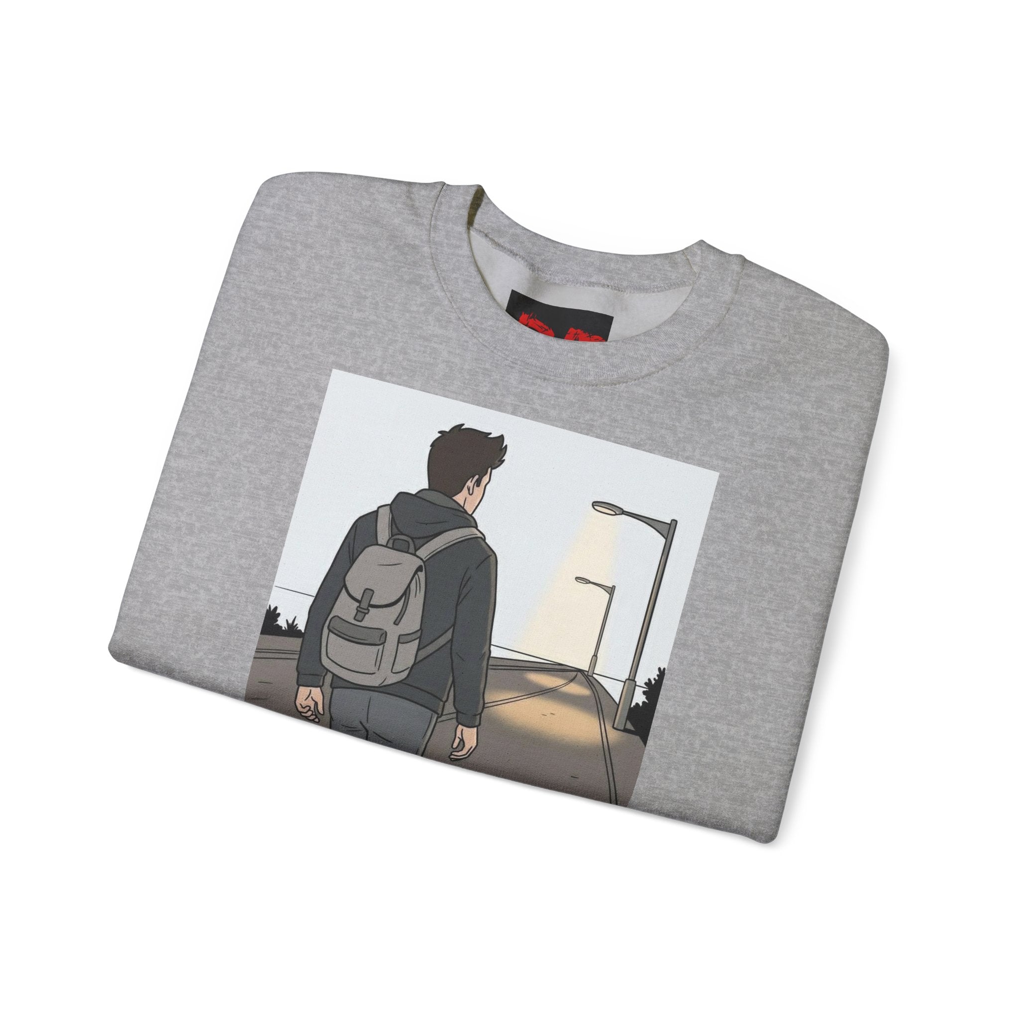 Time For Me Crewneck Sweatshirt — Reflective Teen Backpacker Graphic