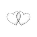 Overlapping Hearts Kiss-Cut Sticker — Minimal Hand-Drawn Double Heart Decal