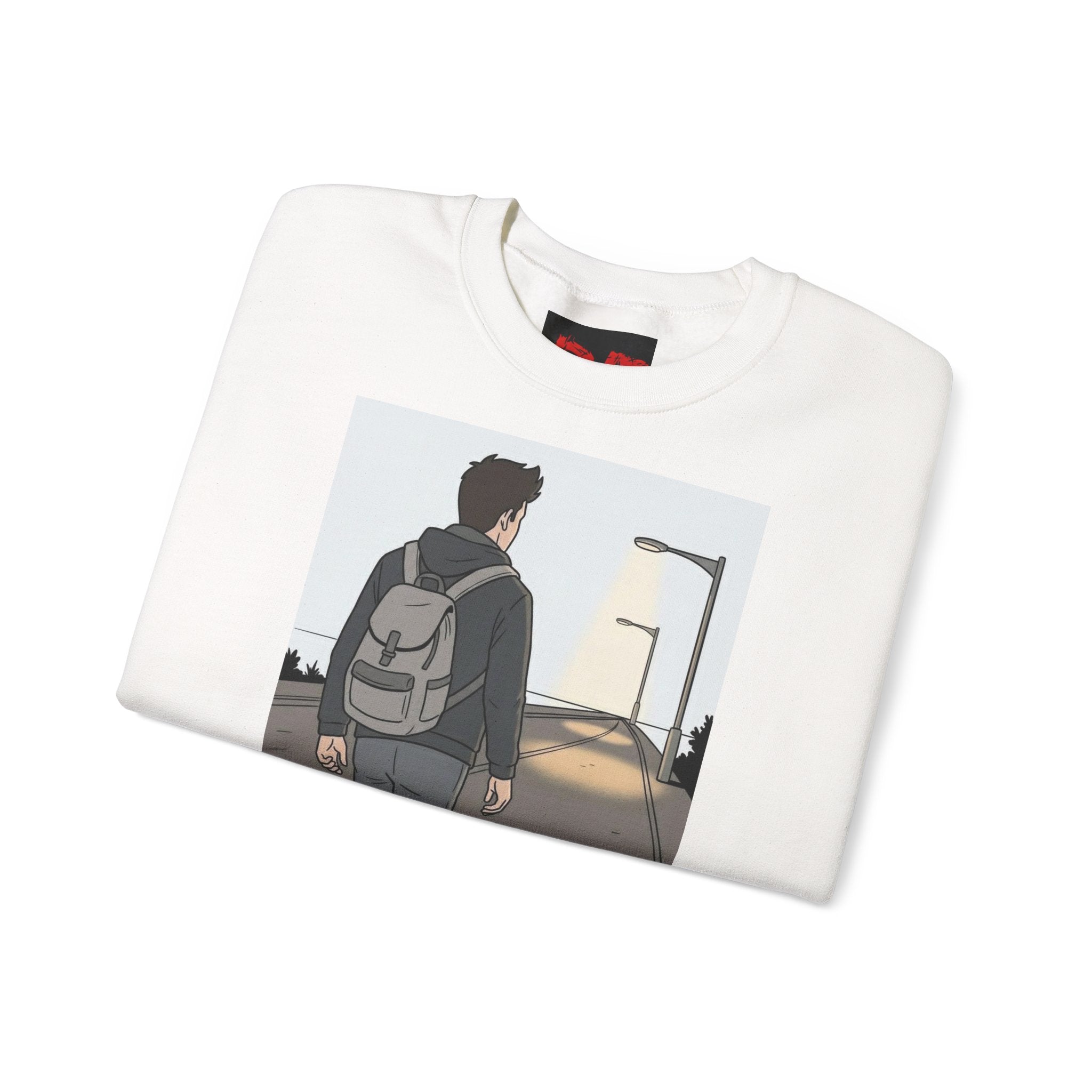 Time For Me Crewneck Sweatshirt — Reflective Teen Backpacker Graphic