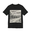Western Ghost Town Sketch T‑Shirt — Vintage Old West Illustration Tee