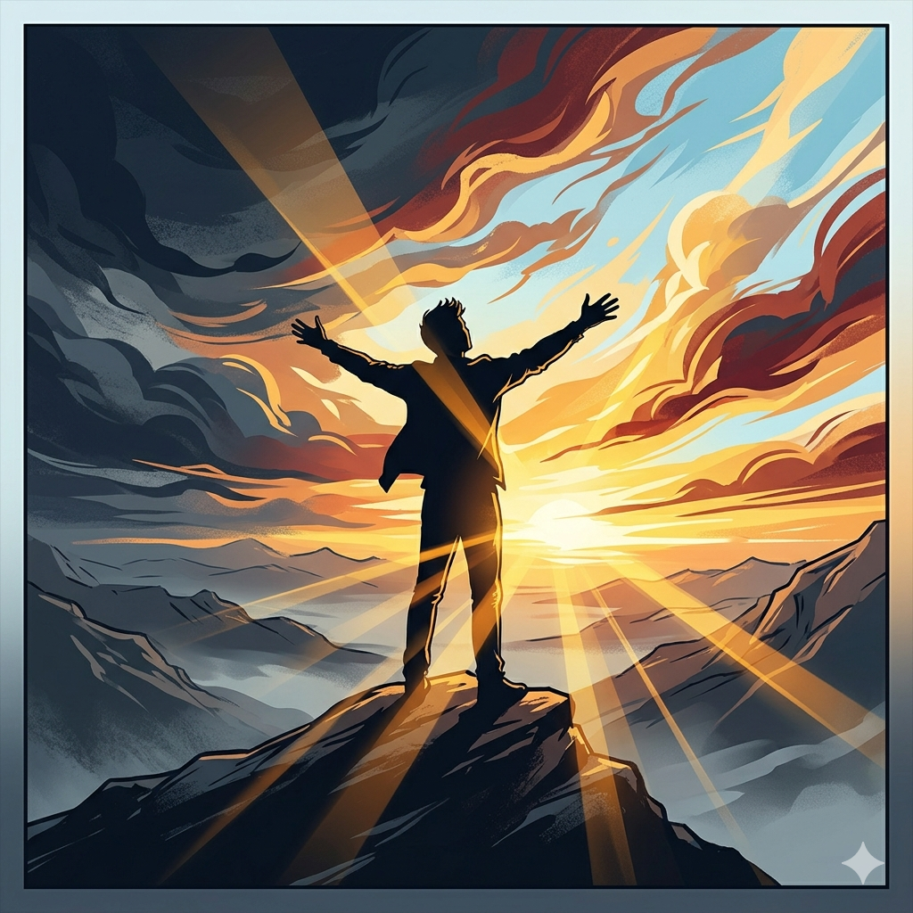 Inspirational Sunrise Blanket - Mountain Silhouette Cozy Throw