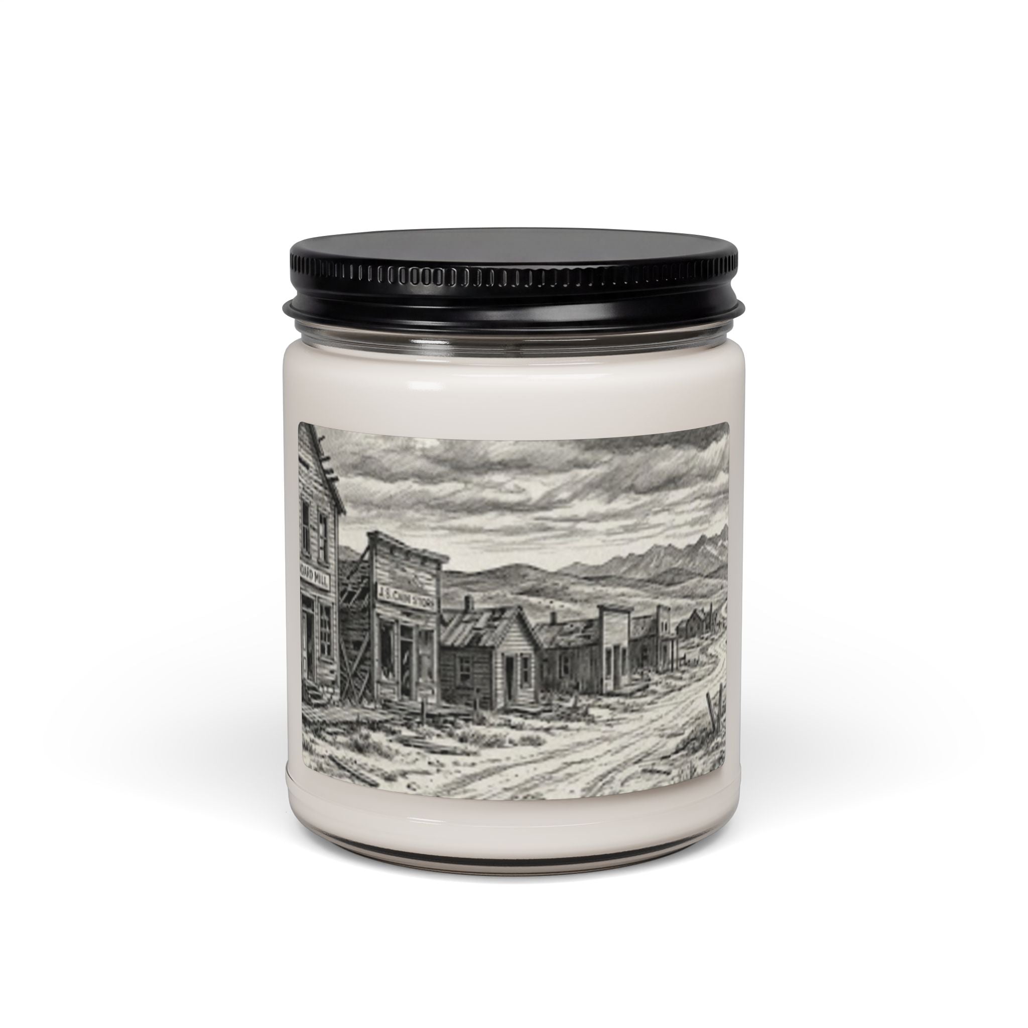 Soy Candle — Vintage Ghost Town Illustration (9oz)