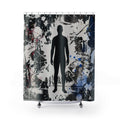 Silhouette Grunge Shower Curtain – Abstract Black Figure, Ink Splatter Bathroom Decor