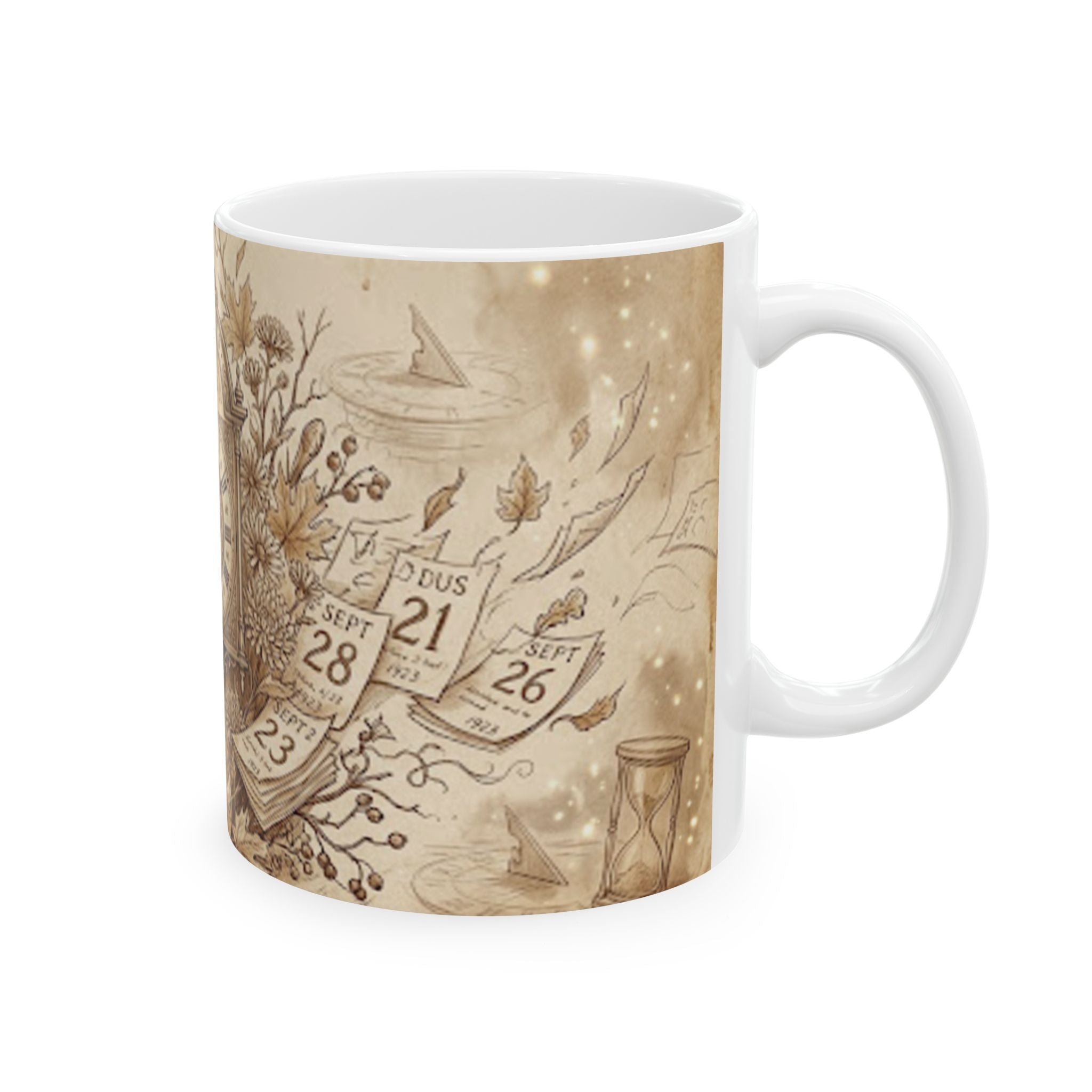 Vintage Clockwork Ceramic Mug — Sepia Steampunk Timepiece Design (11oz, 15oz)