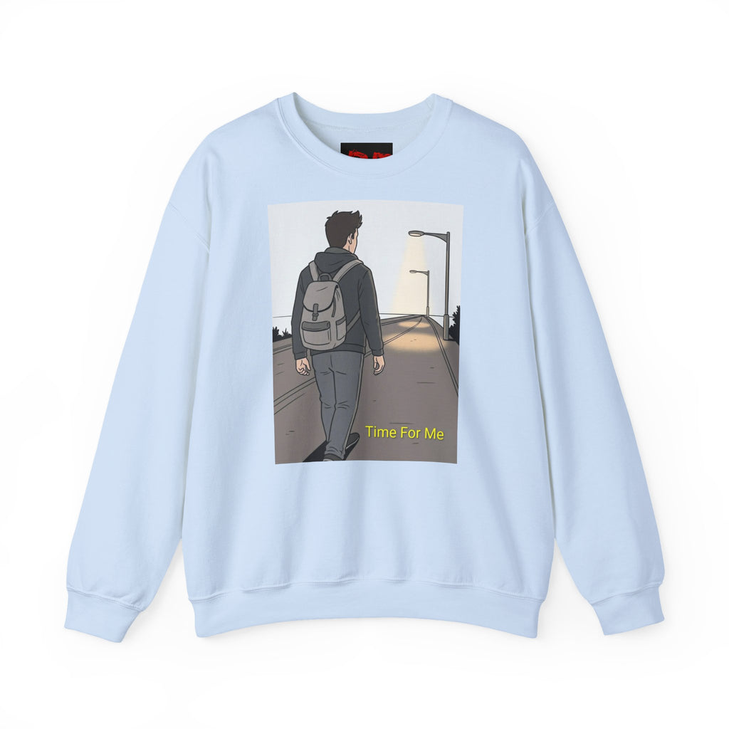 Time For Me Crewneck Sweatshirt — Reflective Teen Backpacker Graphic