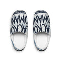 Mens Indoor Slippers - Bold Script 'LACKOFAMAN' Blue Graphic Cozy House Slippers