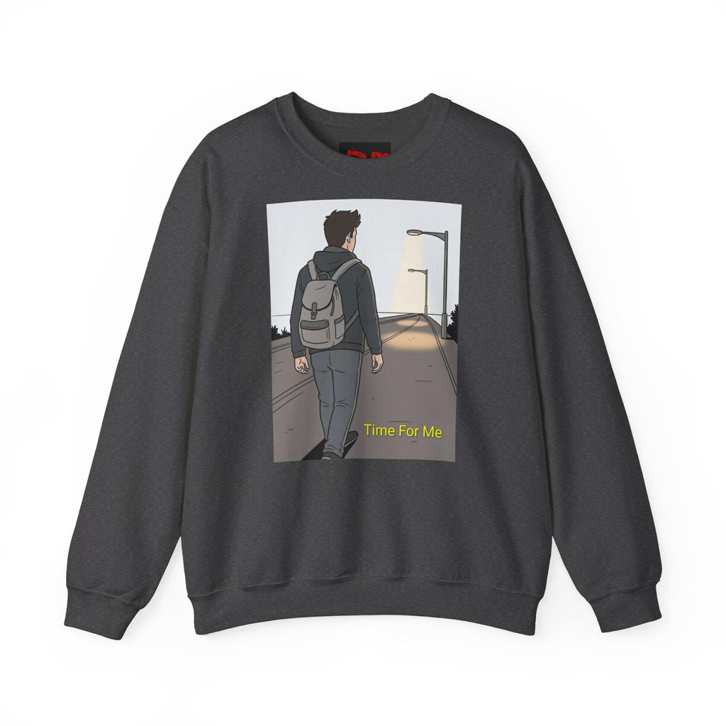 Time For Me Crewneck Sweatshirt — Reflective Teen Backpacker Graphic